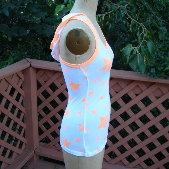NEW size S/M 4-8 Hooded Tank top by JET SET Neon Orange/white - Picture 4 of 12